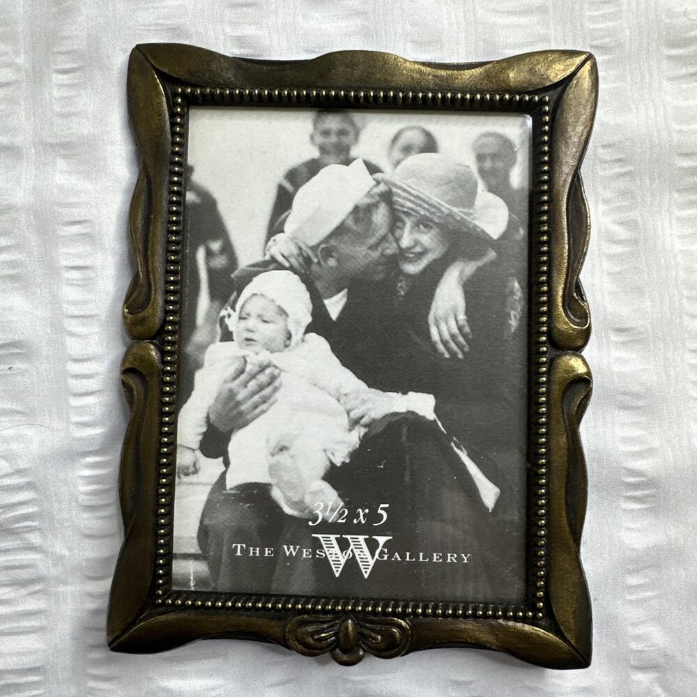 The Weston Gallery Solid Brass Photo Frame Antique Gold Bronze Ornate 3.5” X 5”